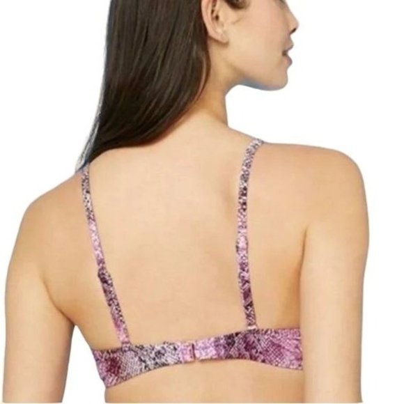Shade & Shore Pink Snake Print Bikini Swim Top Underwire Bra Removable Pads - Picture 2 of 16
